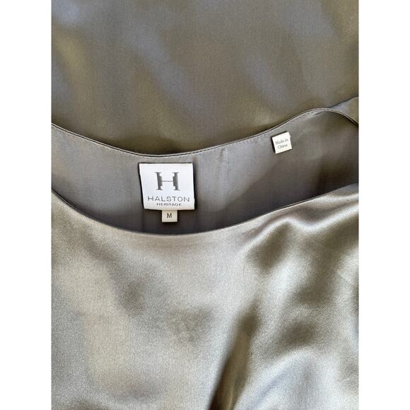 Halston Heritage Front Twist Silk Tank Dress Gunmetal Gray Silver, Medium - Picture 6 of 7
